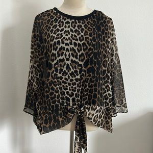 Zara Leopard Lined Sheer Blouse